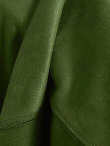 ROMWE 大码 Fairycore 连帽树叶刺绣斗篷开衫 - 軍綠色 - 查看 5