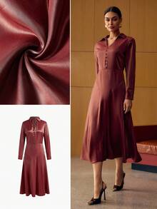 PREMIUM 修身拉链连衣裙 - 紅木色 - 查看 1