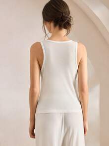 Ocili 舒适简约休闲睡衣上衣，柔软天丝羊毛混纺，别致秋季品质，男女通用设计 - 白色 - 查看 3