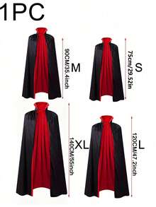 Halloween Vampire Cloak Red And Black Double Collar Death Cloak Death Cloak Pirate Cloak Witch Cloak Costume Props - Black and Red - View 4