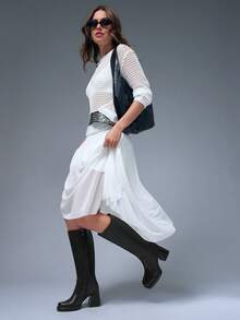 Solezae 女士时尚性感厚底及膝靴 - 黑色 - 查看 3