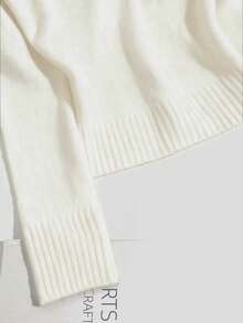 Franclia Áo len dệt kim tay raglan cổ lông chắp vá thời trang tối giản dành cho nữ, mùa thu/đông - trắng - Xem 6