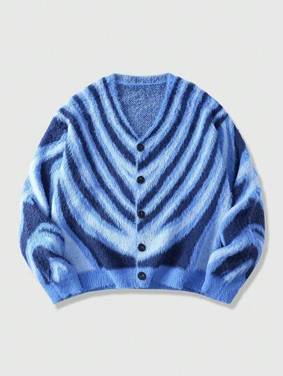 Men's Casual Colorblock Striped Cardigan, Autumn/Winter