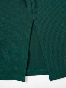 Ellevyn Đầm ôm dáng dài vừa phải cổ chữ V không tay khóa kim loại thời trang dành cho nữ - Màu xanh lá cây đậm - Xem 5