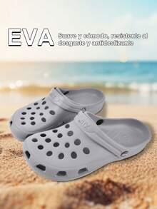 Sandalia Chancla Pantunfla Clogg EVA Cómoda hombre Ligera sandalias casuales, antideslizante y transpirable adecuadas para usar tanto en casa, como al aire libre, en el trabajo, para pasear y en la playa. - Gris - Ver 8