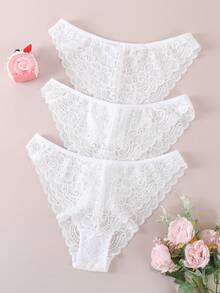 3件套浪漫蕾丝女士内裤，简约设计