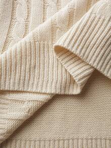 Manfinity Mode Men's Solid Color Front Half Zip Plain Long Sleeve Casual Pullover Sweater, For Friends, Fall/Winter