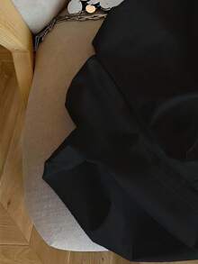 SHEIN EZwear 女士休闲度假阔腿裤，刺绣小马图案，适合夏季度假 - 黑色 - 查看 4