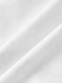 ROMWE Avant 极简主义基本款趣味口号印花圆领修腰短袖 T 恤 - 白色 - 查看 8