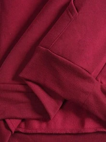 Claim Dot Bộ đồ thể thao nam màu trơn, tay dài, vai rớt, có dây rút, gồm áo hoodie và quần nỉ, màu đỏ đậm, thích hợp cho mùa thu/đông, có lớp lót giữ nhiệt. - Gỗ đỏ - Xem 5