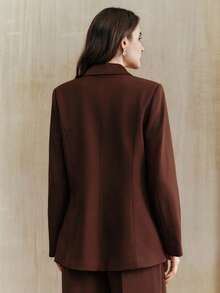 Anewsta Women's Casual Black Sequin Long Sleeve Winter Jacket, Sparkly Top, Elegant, Suitable For Christmas, New Year, Party, Winter - Coffee Brown - View 2