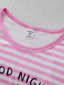 Girls' Tight Fabric Drawstring Cuff Cartoon Sloth Print Long Pants & Long Sleeve Pajama Set - White - View 5