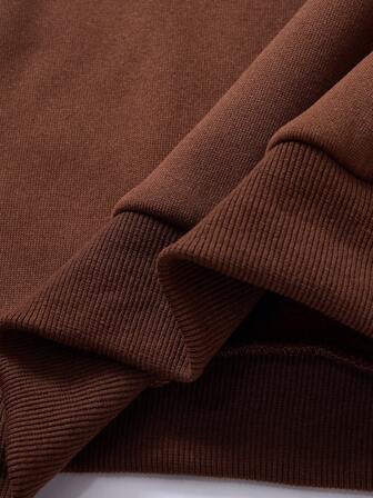 JNSQ Tween Girl 2pcs Outfit Set - Loose Fit Fleece Crew Neck Sweatshirt Top And Relaxed Fit Sweatpants, Suitable For Autumn, Winter Daily Wear, Outdoor Activities, Vacation, Streetwear, Party And Casual