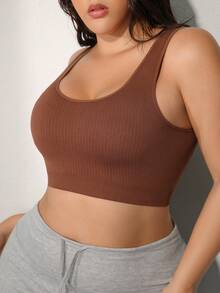 NudeFit 女士无缝内衣舒适柔软高弹力肩带无钢圈背部性感设计文胸 - 棕色 - 查看 4