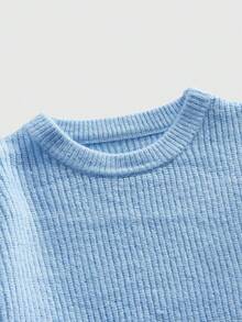 ROMWE MEN Casual كنزة صوفية كاجوال فضفاضة بتدرج أزرق، رقبة طاقم، أكمام طويلة، خريف/شتاء للرجال - الأزرق - مشاهدة 3
