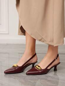 Sleekvia Women's Fashion Versatile Pointed Toe High Heel Pumps - Burgundy - View 4