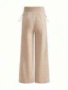 SHEIN Autumn And Winter Maternity Solid Color Adjustable Waist Pocket Wide Leg Casual Pants