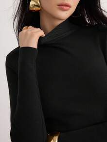 Heiryn 女士休闲针织毛衣连衣裙，秋冬季 - 黑色 - 查看 7