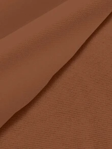 SHEIN EZwear 休闲简约加州洛杉矶印花粉色圆领宽松女式卫衣，适合机场、街头风、时尚、Y2K风格 - 咖啡棕 - 查看 3