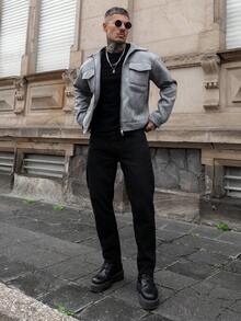 Artur Kramer 男士素色斜口袋牛仔褲 - 黑色 - 查看 4