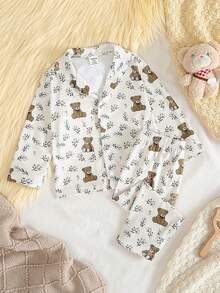2pcs Baby Girls Cartoon Bear Pattern Knitted Cardigan And Pants Soft Comfortable Loungewear Set Teddy Bear Baby Clothes Baby Shirt Sets - Multicolor - View 7