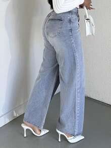 Alexandranx Pantalones Vaqueros De Pierna Ancha Para Mujer - Lavado ligero - Ver 6