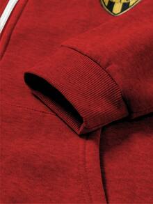 Manfinity Roghcode Aesthetic Post--Bộ đồ thể thao nam gồm áo hoodie và quần nỉ có khóa kéo phía trước, lót ấm, dây rút, màu đỏ, thích hợp cho mùa đông. - Đỏ - Xem 8