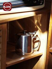 1pc Minimalist Luxury Korean Style Stainless Steel Milk Frother With Lid, Multifunctional Home Coffee Container, Spout Coffee Pot, Hand Drip Coffee Maker, Water Kettle Back To School - Multicolor - View 5