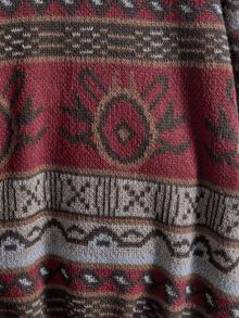 ROMWE Fairycore Áo len chui đầu dáng rộng cổ tròn tay dài hở vai họa tiết hình học dành cho nữ, mùa thu/đông - Nhiều màu - Xem 4