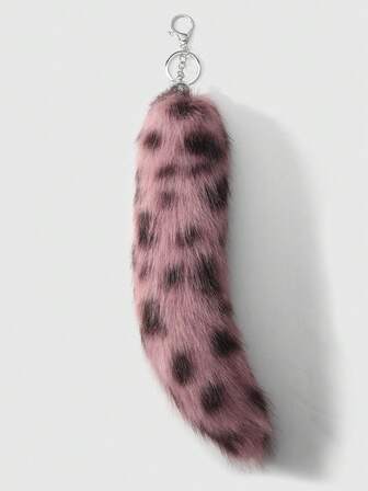 Grunge Punk 1 Stück Y2K modischer Retro-Chic hochwertiger brauner Kunstpelz Leoparden-Muster Tierschwanz Schlüsselanhänger & Schlüsselring Taschenanhänger, geeignet für Damen/Mädchen Alltagsmode, Urlaubsgeschenk