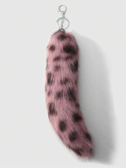 Grunge Punk 1 Stück Y2K modischer Retro-Chic hochwertiger brauner Kunstpelz Leoparden-Muster Tierschwanz Schlüsselanhänger & Schlüsselring Taschenanhänger, geeignet für Damen/Mädchen Alltagsmode, Urlaubsgeschenk