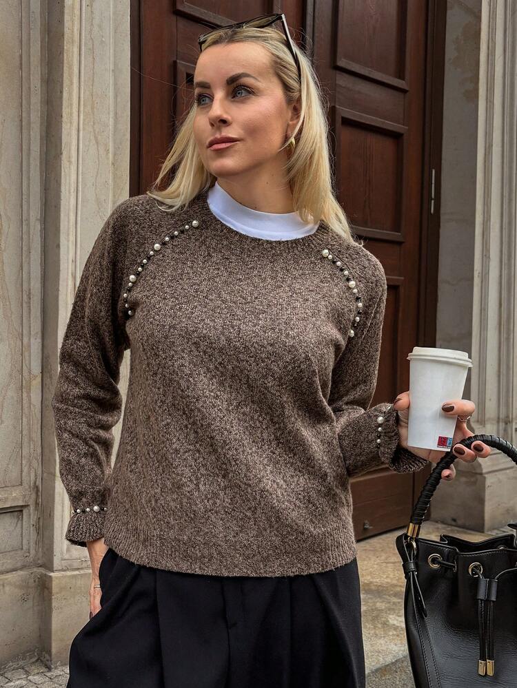 Women's Loose Brown Knitted Elegant Sweater