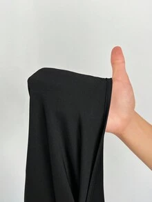 SHEIN PETITE Mono de mujer de manga larga, cuello cuadrado y unicolor, ajustado, para otoño - Negro - Ver 9