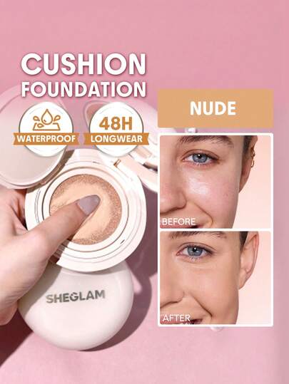 SHEGLAM Lock & Go Long-Lasting Base Cushion-Nude Marca Belleza Maquillaje Maquullaje Cosmética para Mujeres Niñas Perfecto para Invierno Ideal para Y2K Elegante Moda Adecuado para Cumpleaños Regalo Fiesta Listo Mejor Color