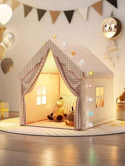 圣诞装饰豪华室内城堡帐篷游戏屋 - 宽敞、色彩缤纷 - 完美的节日和圣诞礼物，适合家庭使用
