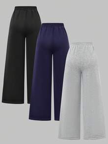 Girls' Solid Color Casual Sports Style High Waist Long Sweatpants