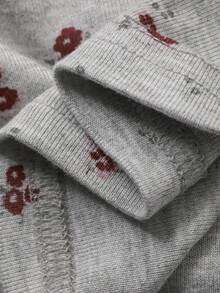 Dazy Kids Tween Girls V-Neck Ditsy Floral Knit Top And Pants Loungewear Set, Autumn - Grey - View 8