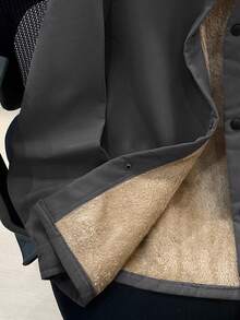 SHEIN 男童休闲韩版可爱胸贴袋保暖内衬梭织外套 - 灰色 - 查看 6