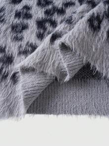ROMWE MEN Street Life Men's Leopard Print Long Sleeve Single-Breasted  Knit Cardigan, Autumn/Winter - Grey - View 8