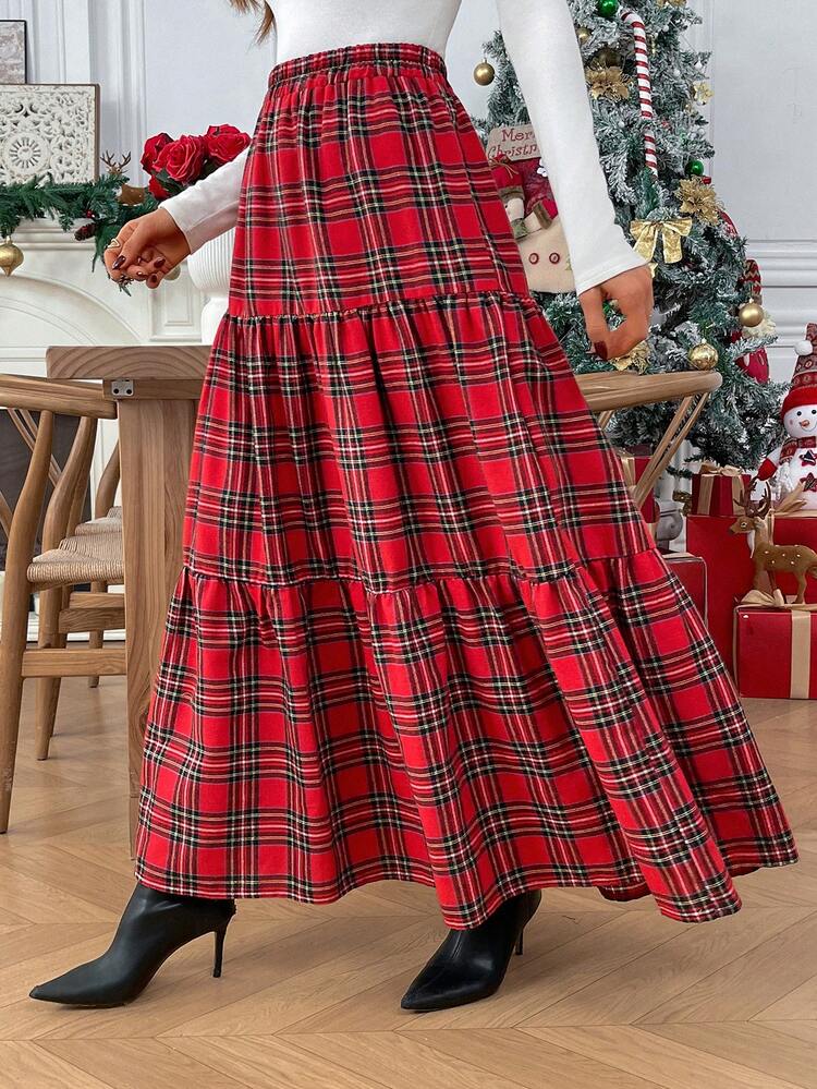 Falda a cuadros navideña para mujer, faldas para mujer en Navidad para salir, invierno para mujer, a cuadros, faldas de mujer, otoño, otoño para mujer