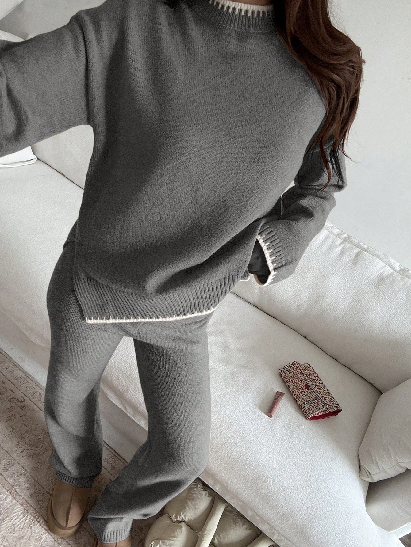 knit sweater and pants set