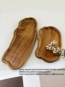 1pc Solid Wood Breakfast Tray, Bathroom Tray, Asymmetric Shape Serving Platter, Cheese Board, Decorative Kitchen Tray, Dining Service Plate