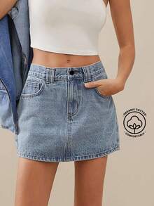 WESTFADE Premium Denim Basic Micro 91% Cotton Mini Skirt