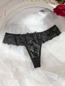 女士蕾丝衬垫钢圈文胸套装（2件装） - 黑色 - 查看 5