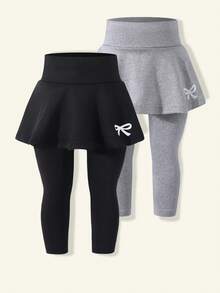 SHEIN 女婴时尚芭蕾舞裙，舒适休闲百搭甜美公主风，秋冬 - 彩色 - 查看 1