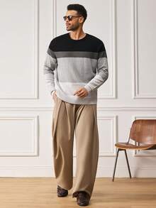 EASEVO Plus Size Men's Colorblock Long Sleeve Sweater For Autumn & Winter - Multicolor - View 5