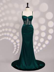 Coutiva Vestido de noche formal (muy adornado) - Verde Oscuro - Ver 11