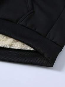 Manfinity Homme 男士秋冬骑士印花拉链连帽卫衣，带保暖内衬，黑色休闲街头风连帽衫，保暖内衬 - 黑色 - 查看 8