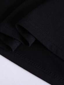 EMERY ROSE Christmas Classic Element "Tis The Season" Printed Casual Plus T-Shirt - Black - View 4