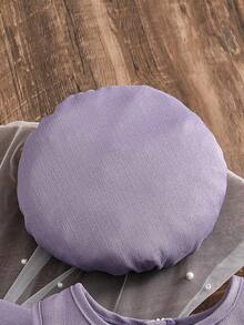 SHEIN فستان قصير بدون أكمام مع جاكيت قصير مزين بأزرار 3D على شكل زهرة، أنيق وأنثوي وجذاب للفتيات الصغيرات - ارجواني فاتح - مشاهدة 3